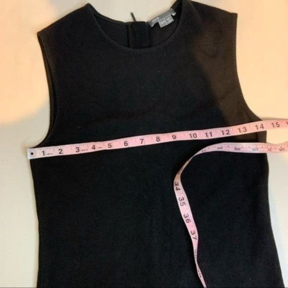 VINCE RIBBED KNIT PENCIL ROUND NECK SLEEVELESS MIDI KNEE LENGTH DRESS BLACK S - Picture 6 of 9